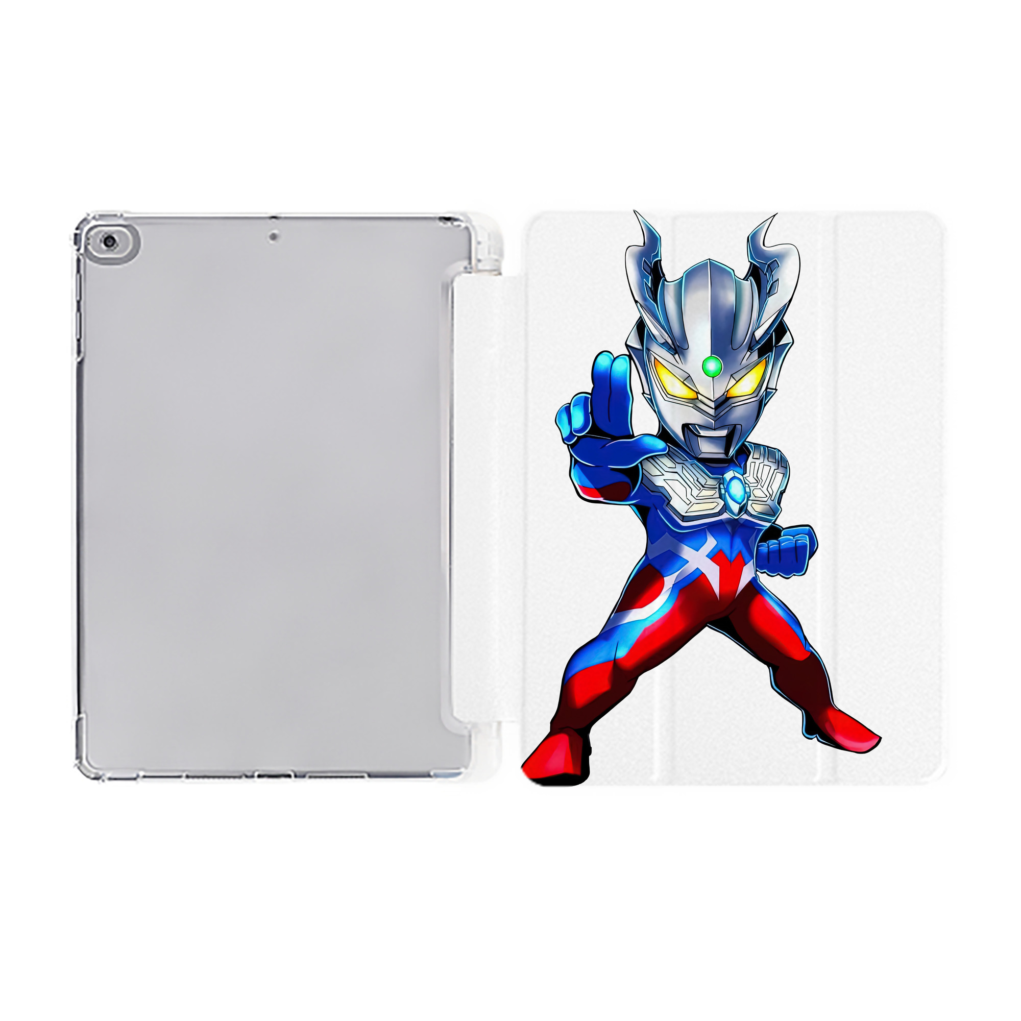 （画像用） ウルトラマン Ultraman IPad ケース ペン収納付き 三つ折りスタンド PUレザー×シリコン 対応機種9.5/10.5/10.9インチ